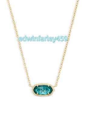 Elisa Gold Pendant Necklace in London Blue Glass
